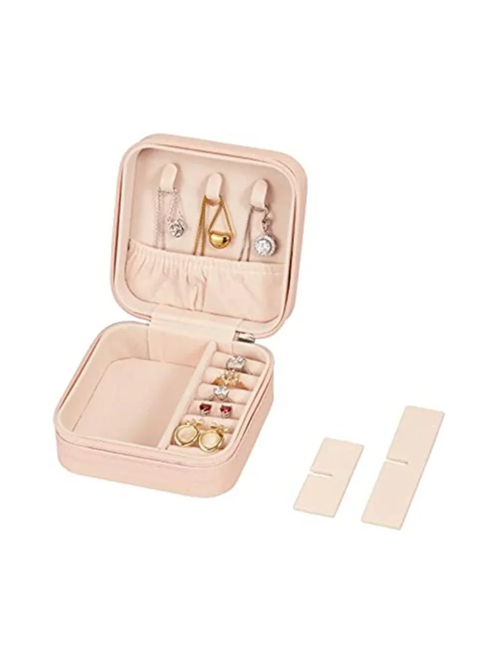 Pink Travel Jewelry Box Organizer Case PU Leather Ring Earring Necklace Holder